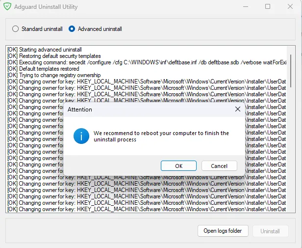 Adguard Uninstall Utility 3