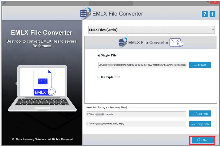 DRS EMLX File Converter 1