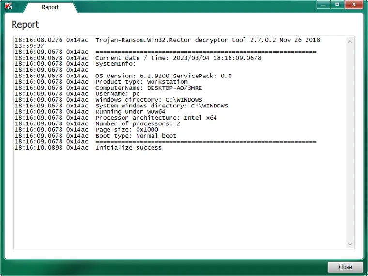 Kaspersky RectorDecryptor 3
