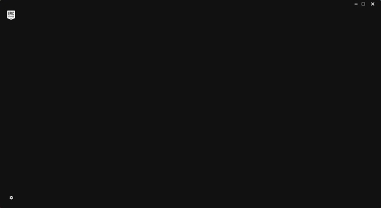Epic games launcher stuck on blank screen with gear icon only.