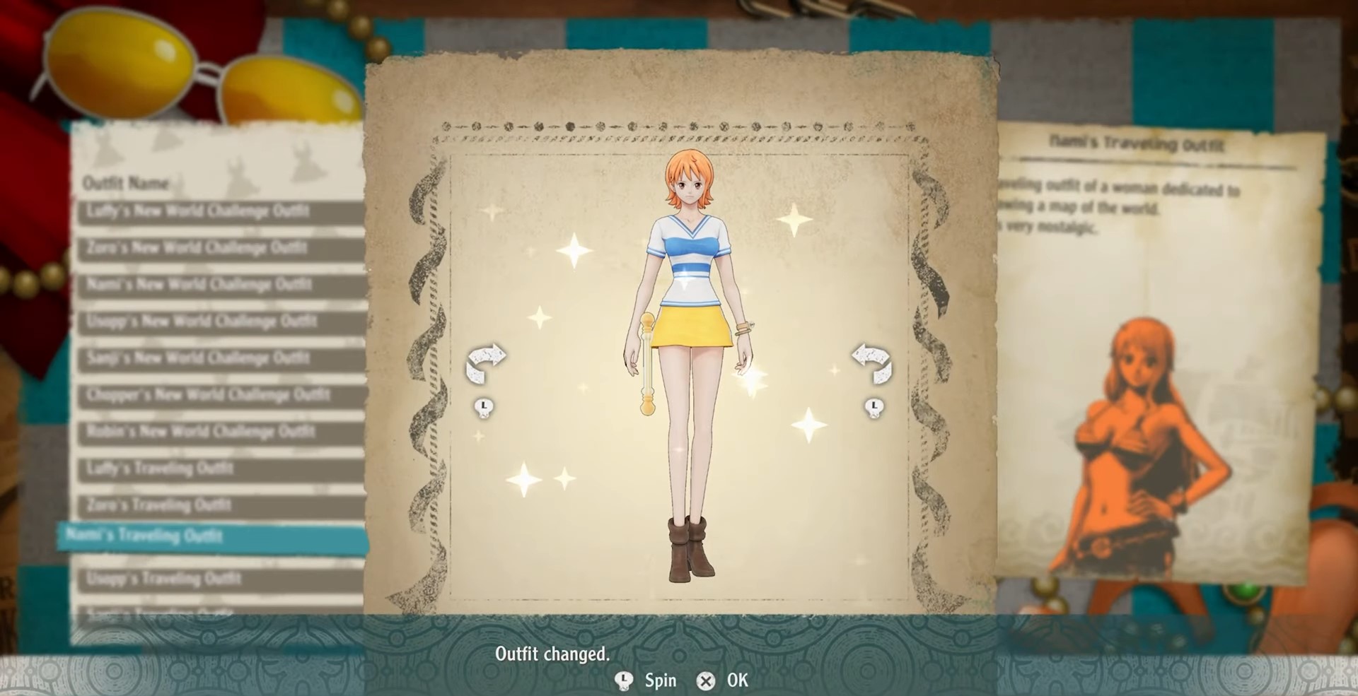 how to change outfits of the characters in One Piece Odyssey