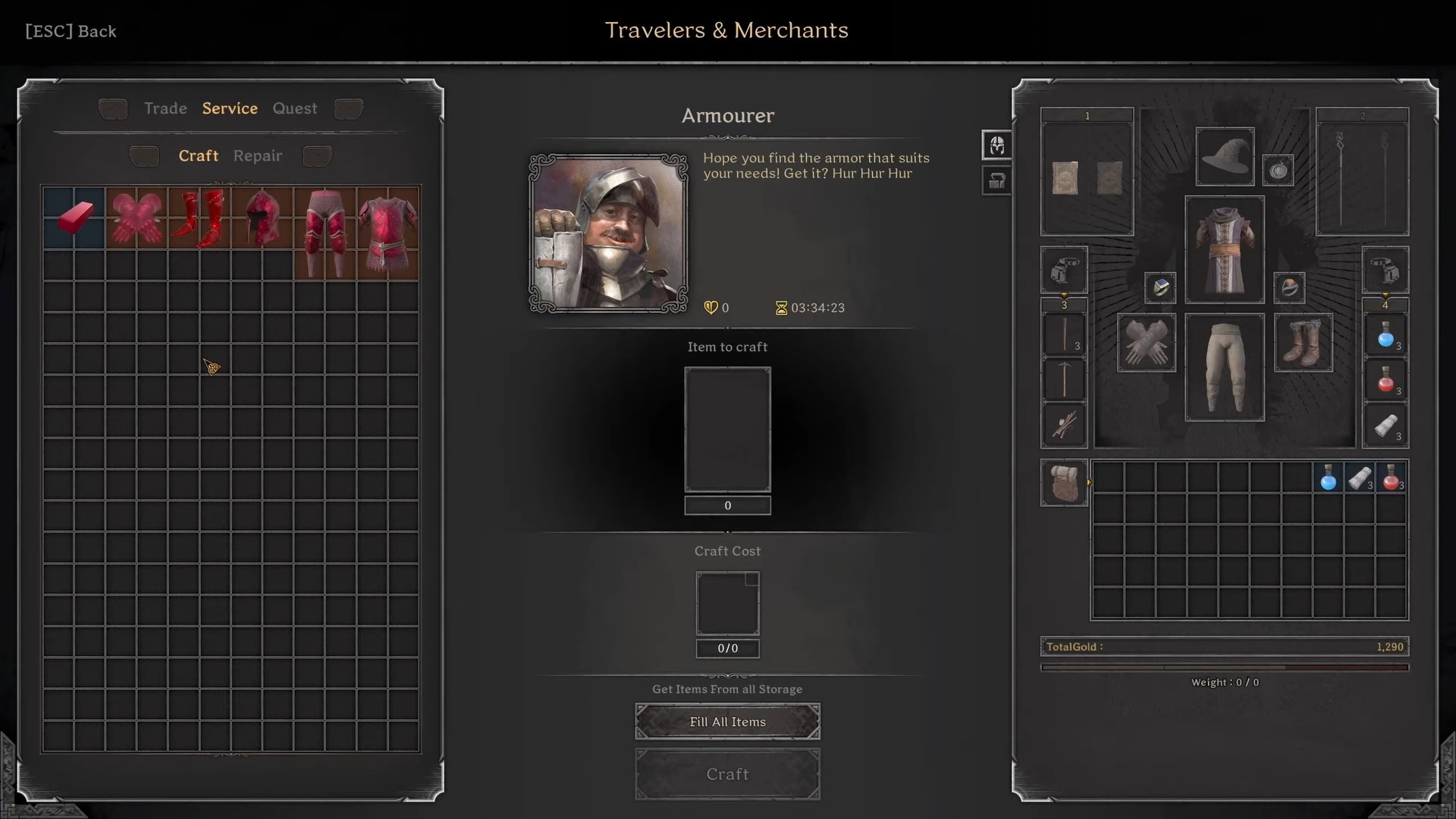 Crafting and repairing services - Trader